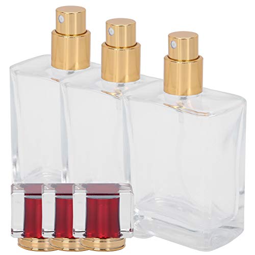 TIKATARER Botella de Perfume de Vidrio de 50 Ml, Atomizador de Perfume Recargable, Dispensador de Pulverización de Niebla Fina con Diseño Seguro para Viajes, Ideal para Almacenamiento de Perfumes,