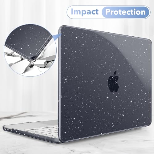 Image of May Chen Compatible with MacBook Neo 13 inch Model A3404 2026 Release, Slim & Lightweigh Frosted Finish Protective Case with Keyboard Cover&Screen Protector, Glitter Black