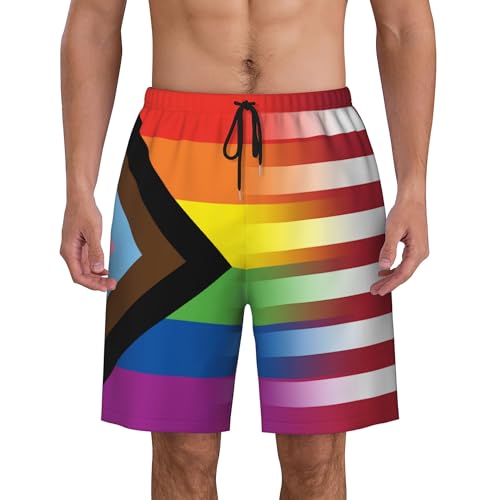 American Gay Rainbow Flag Mens Summer Seabeach Casual Shorts Seaside Surfing Swim Trunks Beach Pants4