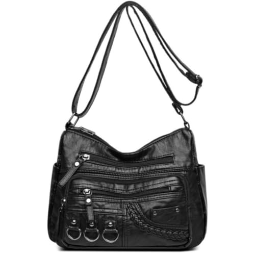 Image of Ro Rox Messenger Handbag - Slouchy Soft Faux Leather Shoulder Bag with D-Rings