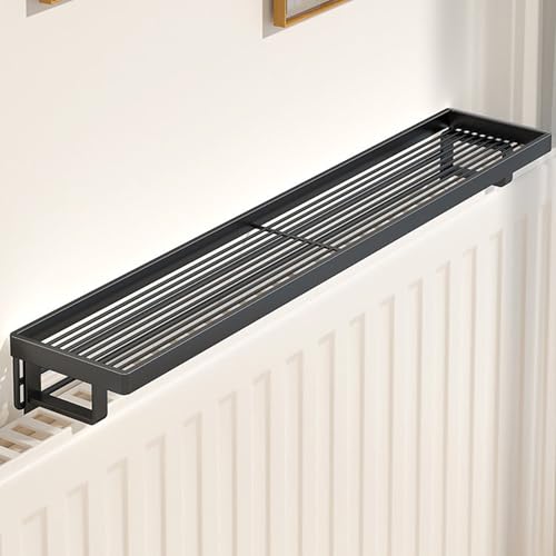 Balda Radiador de Metal,Estante para Radiador Sin Taladrar,Estante Superior,Cubre Radiadores con un Diseño Hueco,Optimiza el Espacio y Cuenta,para Dormitorio,Salón,Cocina,Oficina(Nero,L 50cm/19.6in)