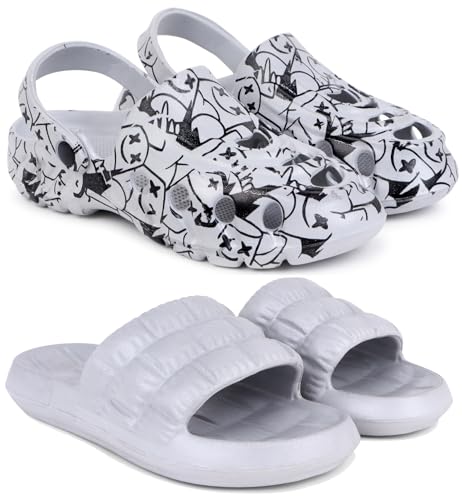 Image of Pampy Angel Combo Pack of 2 Slipper /Flip Flops /Slides /Clogs /Sandals with Adjustable Back Strap for Men (Cl-A-Smarti,Box)