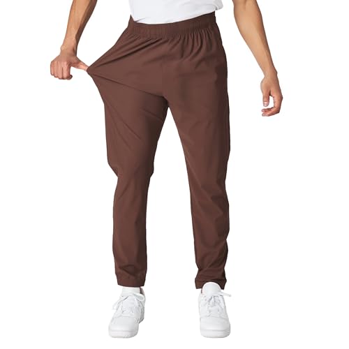 Ultra Performance Men's Athletic Jogger Pants – Stretch Nylon Gym Pants, Active Workout Joggers with Pockets for Men Espresso