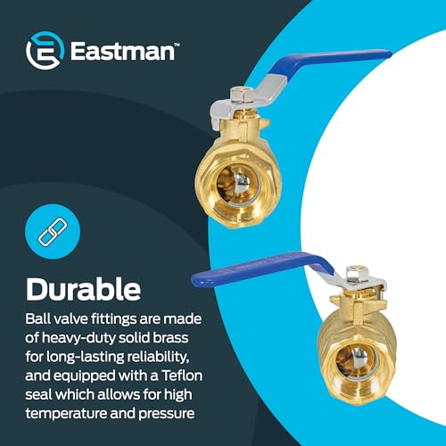 Image of Eastman 1 Inch IPS Heavy Duty Full Port Ball Valve, Brass Plumbing Fitting, 20049LF