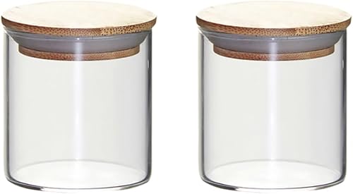 UUYYEO Tarros de almacenamiento de vidrio para té, café, azúcar, botellas vacías redondas de especias, contenedor de dulces de especias, caja de