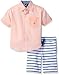 Nautica Boys Two Piece Woven Short Sleeve Shirt Set with Print Pull On Bottom