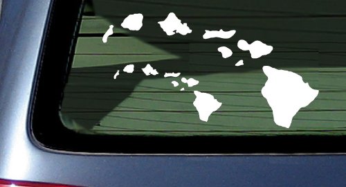 Islands of Hawaii Chain Vinyl Decal Hawaiian Island Stickers White Car Window Decals