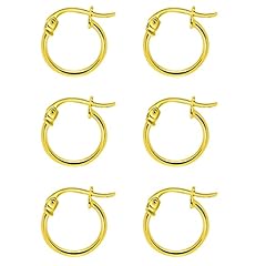 3 Pair 12mm 1/2" Yellow Gold Flashed