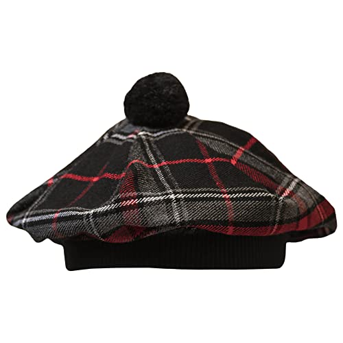 Image of Scottish Tam O' Shanter Hat Tartan Bonnet Pom Pom Wool Flat Cap One Size