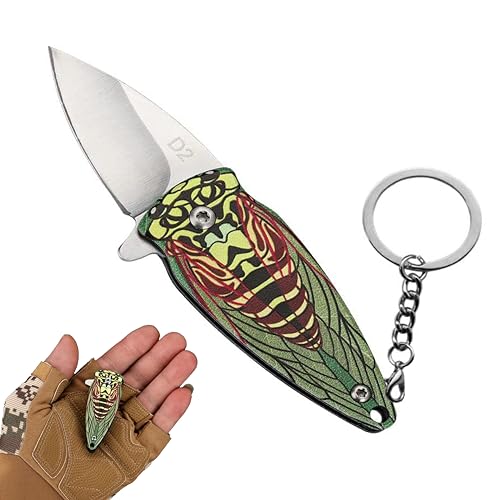 SXunacou Mini Keychain Knife, Small Pocket Knife, Stainless Steel Folding Knife, Outdoor Camping Knife, Mini Men's and Women's Pocket Knive gifts, Survival Camping Hiking Knives,EDC Knife (Green)