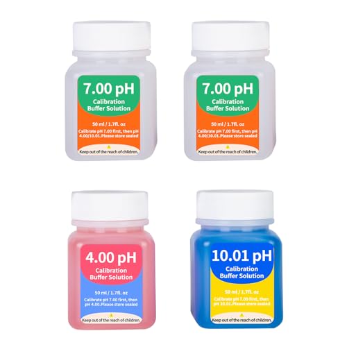 CIZTADA pH Calibration Solution Kit (7.00, 4.00, 10.01) for pH Meter, 50 mL Each, pH Calibration Buffer Solution for Easy Calibration, 4 Bottles pH Buffer Combo