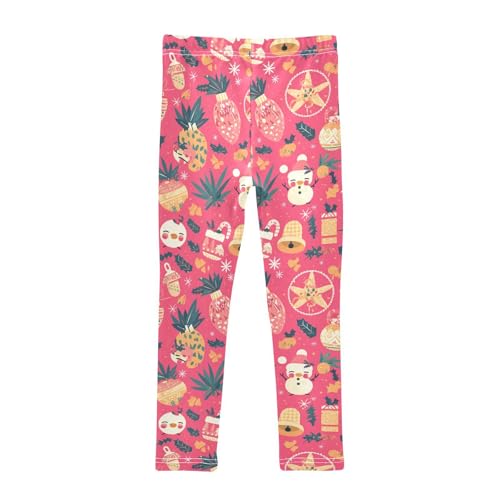 KLL Cute Cartoon Character and Christmas Elements Pink Toddler Girl Legging Stretch High Waisted Dance Pants Running2