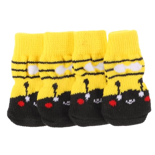 ERINGOGO 4Pcs Breathable Pet Socks for Dogs Non Slip Paw Protectors Adorable Winter Wear Resistant Cotton Socks for Indoor Use