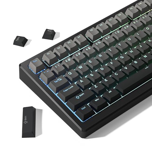 Image of Womier Shine Through PBT Keycaps 60 75 100 Percent Cherry Profile | Custom Keycap Doubleshot Keycaps Set, Universal Compatiability for Cherry Gateron MX Switches Keyboard, Gradient Gray