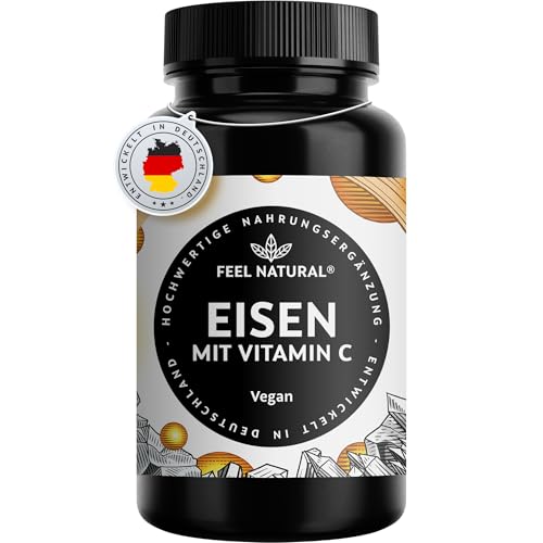 Eisentabletten, 180 Stück – Eisen 20mg mit Vitamin C 40mg – hohe Bioverfügbarkeit durch Eisenbisglycinat – vegan, laborgeprüft & in Deutschland entwickelt
