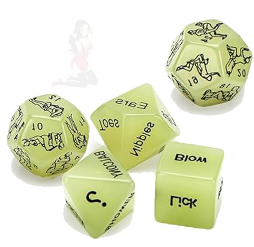 QiKKago Dés Multi-faces Night Glow Dice 5 Dés Verts - Q