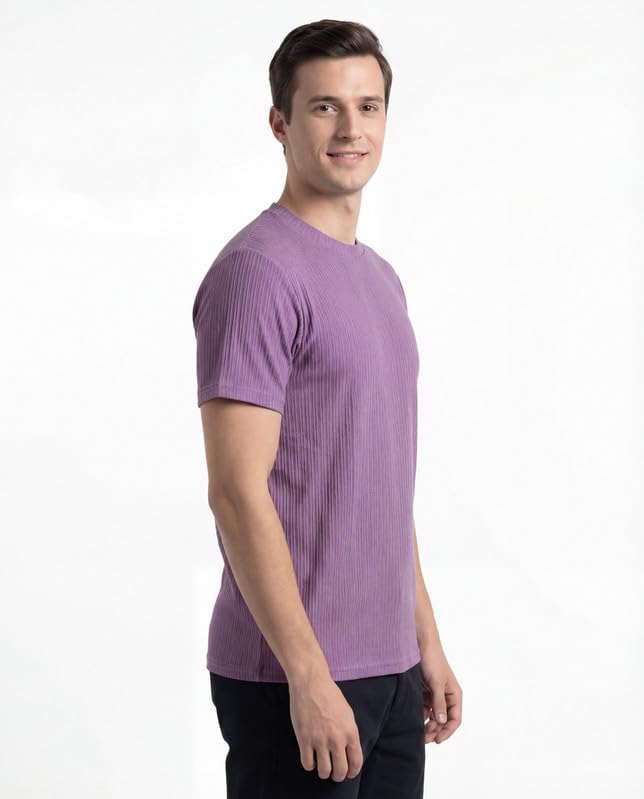 Image of Poly Cotton Frill Round Neck T-Shirt for Men | |