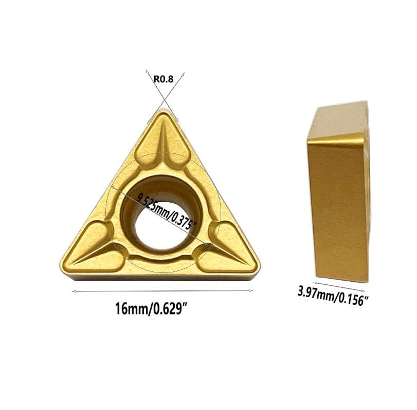 Image of GBJ TCMT32.52 TCMT16T308 Gold 10pcs Carbide Inserts External Turning Inserts Cutting Tools Processing of Steel Parts and Stainless Steel for STFCR /L2020K16 STFCR /L2525K16 Lathe Turning Tool Holder