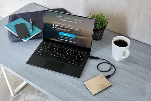 Image of Western Digital WD 2TB My Passport Ultra Portable Hard Disk Metal Drive, USB-C & USB 3.1 with Automatic Backup,Password Protection, Compatible with Windows&Mac, External HDD-Gold