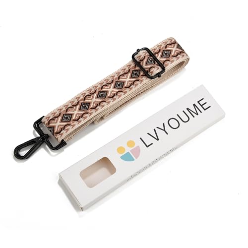 Image of Crossbody Straps for Purses Silver Hardware Purse Strap Wide Shoulder Strap Adjustable Replacement,Retro Jacquard Embroidery for Shoulder Bags, Canvas Tote Handbags