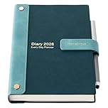 Academic Diary 2026,Agenda 26 Diary A5 Page a Day,Hardcover Organiser Year Diary Jan-Dec 2026,Month Weekly Planner with Pen,Stickers,Inner Pocket (Green 2026, A5)