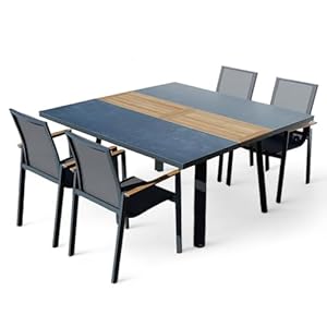 ALEOS Trinidad Gartengarnitur Aluminium Teak Anthrazit