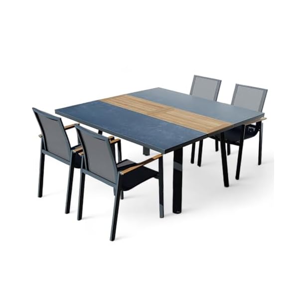 ALEOS Trinidad Gartengarnitur Aluminium Teak Anthrazit