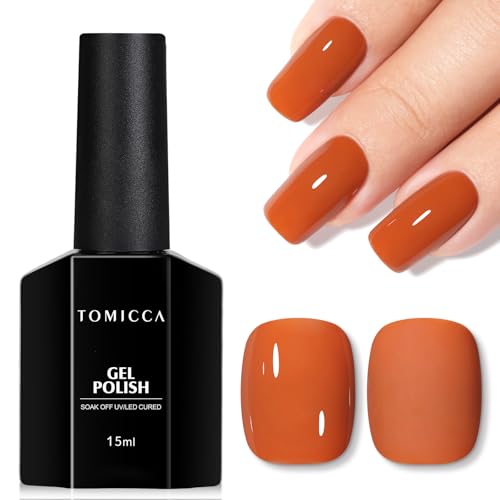 TOMICCA Gel Nail Polish, Dark Orange Gel Polish Autumn Winter,