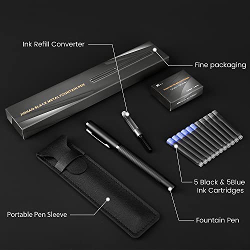 Image of JINHAO Fountain Pen Extra Fine Nib, Includes Ink Cartridges & Converter, Perfect Weight, Optimal Flow, No Skips