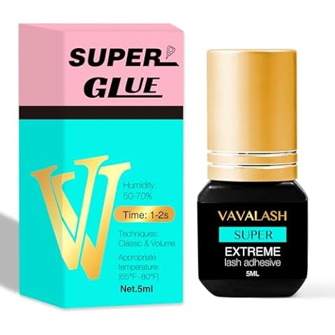 VAVALASH Eyelash Extension Glue Lash Extension Adhesive 1 Sec Drying Time Bond Lash Glue Long Lasting Black Eyelash Glue Professional Lash Artist Use Only (Super,5ml) Cover