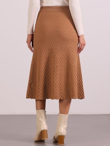 Allegra K Sweater Skirt for Women's High Waist Fall Stretchy Fishtail Cable Knit Midi Skirts3
