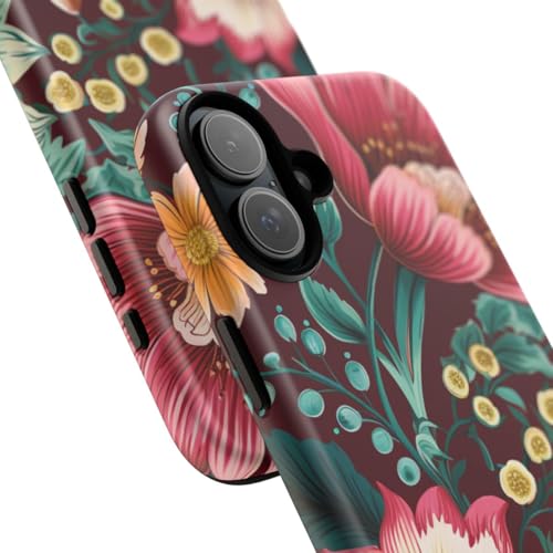 Coque rigide mate iPhone 16 Plus motif botanique floral bleu sarcelle luxe - 2