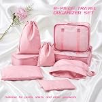 8 Set Compression Packing Cubes for Travel Organizer,Various Sizes Travel Bags,Convenient Travel Packing Organizer,Durable Bag Organizer Necessities for Carry On Luggage-Pink