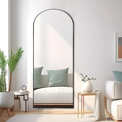 Image of PexFix Arched Full Length Mirror Arched Wall Mirror Floor Mirror with Stand Contemporary Full Length Mirror with Black Wood Frame,71''x28'' (USAM019)