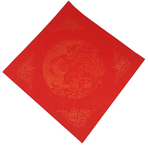 Easyou Papier Xuan Fait à la Main pour Festival de Printemps Inscription coutumière bénédiction Red Small Square 9"x9" Cover