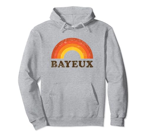 Retro Bayeux Vacation Souvenir Vintage Rainbow France Trip Sudadera con Capucha