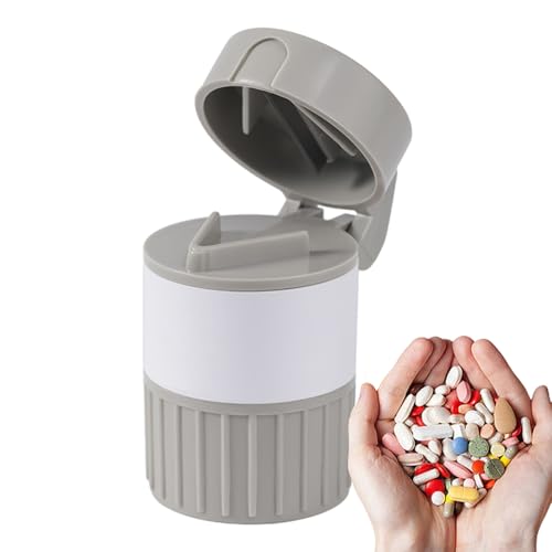 Triturador De Pastillas – PP 5x5x9.5cm | Cortador De Tabletas Portátil | Divisor De Pastillas 4 En 1 | Molinillo De Medicamentos Compacto Para Hogar, Viajes Y Gestión De La Dosis