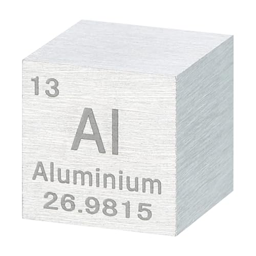 QUARKZMAN Aluminium Würfel 0.5 Zoll Hochdichter Metall Element Würfel Metall Dichte Würfel Für Chemische Elementsammlung Wissenschaftliche Bildung Experiment Anwendung Silber