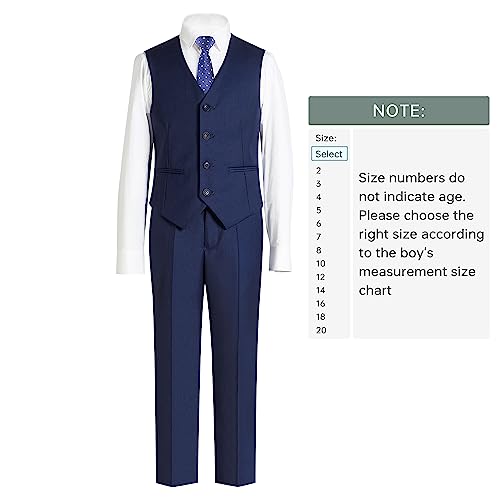 Almighty Magic Boy's Formal Suits 5 Pieces Slim Fit Suit Set Dresswear Ring Bearer Outfit Dark Blue #TOP3