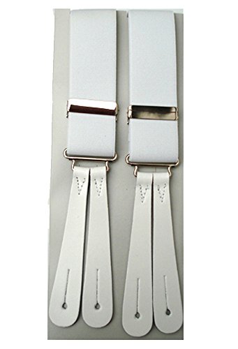 Clermont Direct Leather End Braces, White, Adjustable