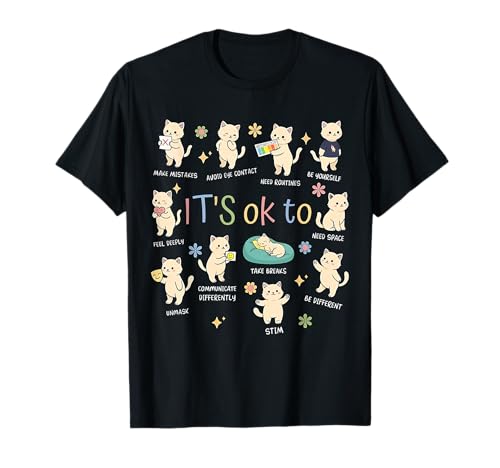 Autism Awareness It's OK to Be Different Silly Cat Cute T-Shirt