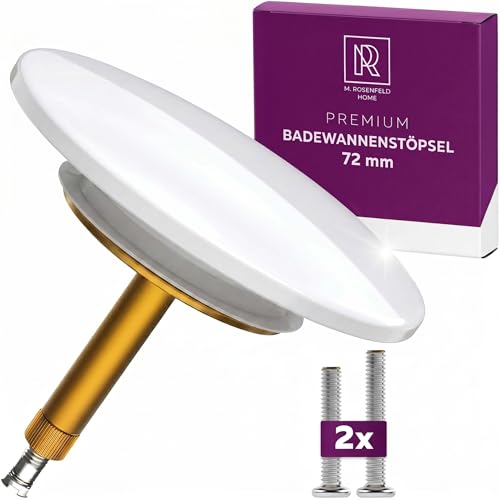 M. ROSENFELD HOME Badewannenstöpsel Weiß Ø 72 mm – Rostfreier Wannenstöpsel für Badewannenabfluss – Universal Badewannenverschluss