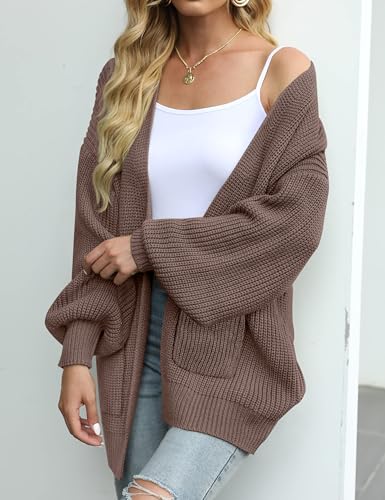 Image of MEROKEETY Long Sleeve Oversized Cardigan Sweaters for Women | Fall Winter Sweaters, Open Front, Chunky Knit, 2026 Casual Work Outerwear with Pockets