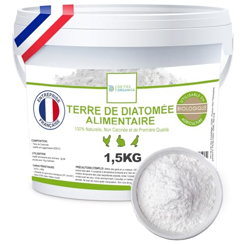 DETOX ORGANICA Terre de Diatomée Alimentaire – Anti fourmis, Répulsif chat extérieur, Anti limaces et escargots, Anti puces chat et chien, Vermifuge -...