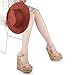 MERUMOTE Women's Fashion Platform Wedge Sandals Heeled Buckle Shoes For Summer Natural Suede 9.5