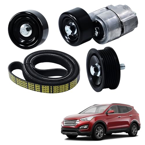 Image of 90K-39071B Serpentine Belt Drive Tensioner Pulley Component Kit for 11-15 Optima,14-15 Sorento /Sportage,13-14 Santa Fe Sport L4-Only Gas,Replace 6PK2125,36443,36307