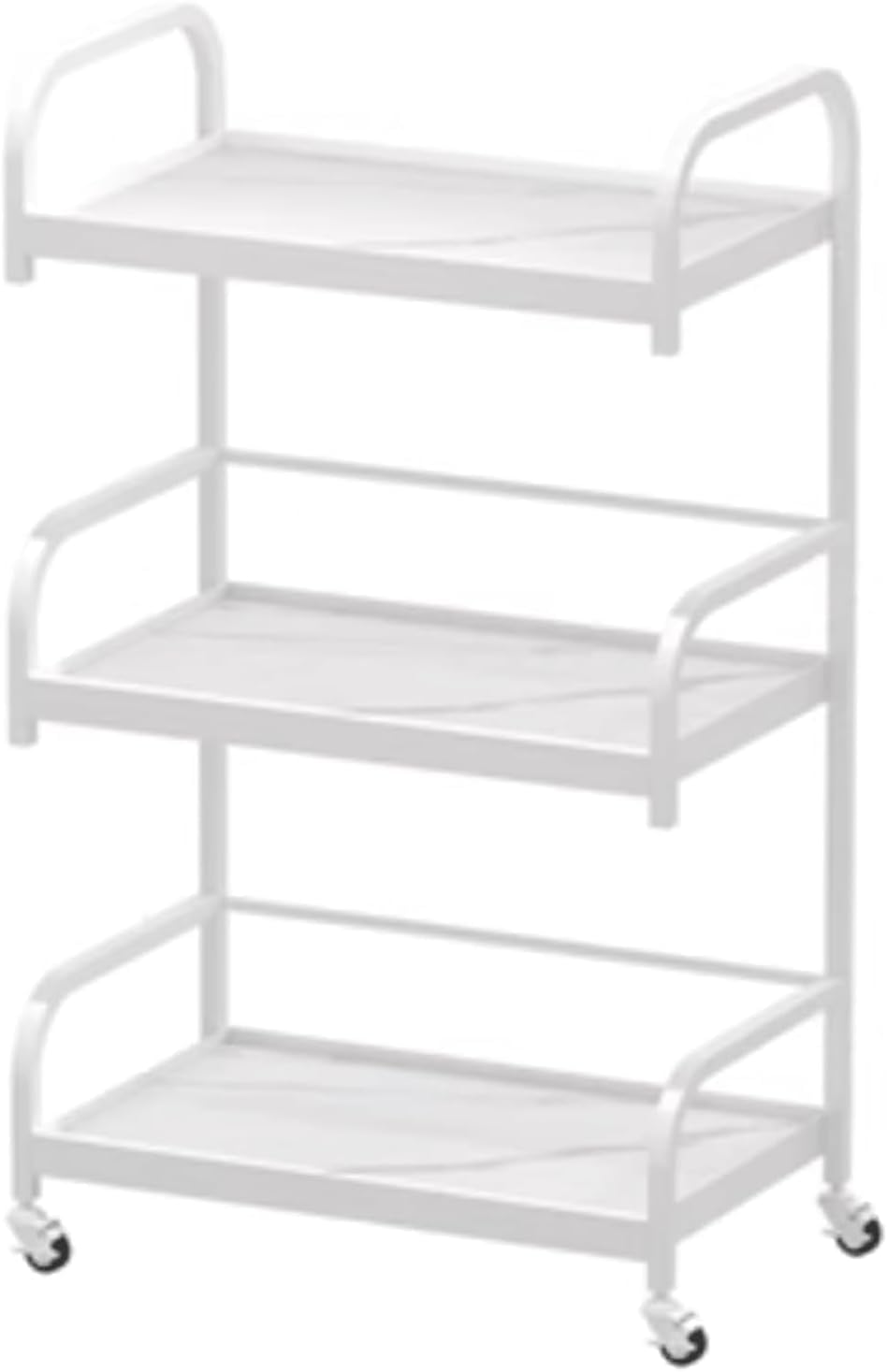 Chariot de salon à 3 niveaux en métal robuste blanc pour rangement esthétique haut de gamme