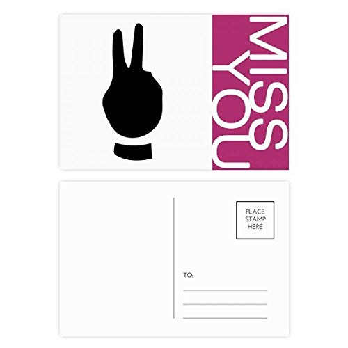 Jeu de cartes postales Deux Gesture Silhouette Mlle pour écrire vos remerciements