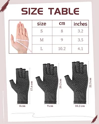 Satinior 2 Pairs Compression Rheumatoid Gloves Fingerless Pain Relief Arthritis Glove Non Slip Grey Winter Warmth Glove Wrist Support Carpal Tunnel Glove for Women Men (Small)