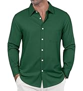 J.VER Oxford Shirts for Men Stretch Button Down Shirts Solid Casual Long Sleeve Dress Shirts with...